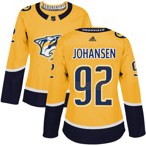 Adidas Nashville Predators 92 Ryan Johansen Yellow Home Authentic Women Stitched NHL Jersey